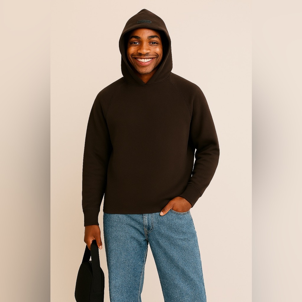 Fear of God Essentials Dark Brown Hoodie Sweatshirt Size 8 - Picture 3 of 8